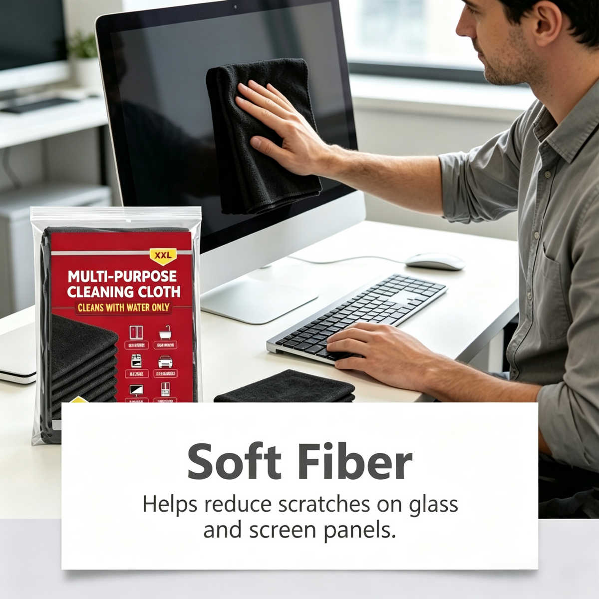 Multi-Purpose Household Microfiber Cleaning Cloths, Absorbent & Lint-Free Towels